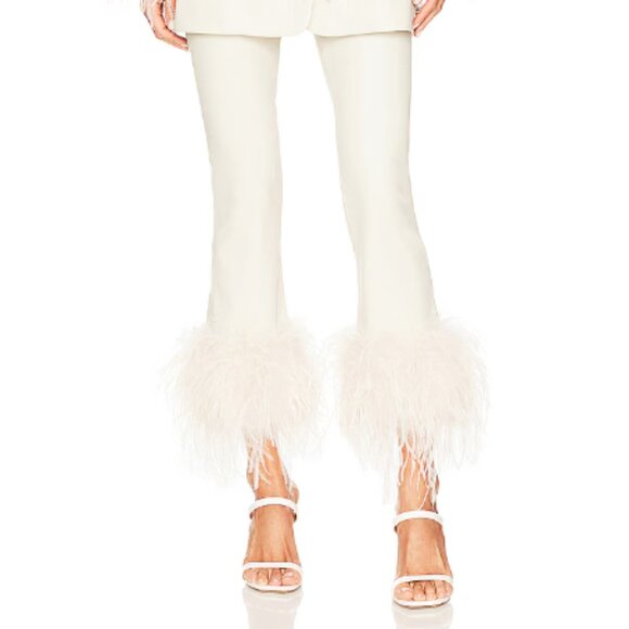 LAMARQUE Pagetta Faux Leather Pant in Bone Small Womens Vegan feathers S - Picture 1 of 5